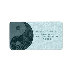 Etiqueta Yin Yang Slate Blue con patrones