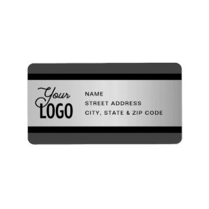 Etiqueta YOUR LOGO Faux Silver Black & Grey Return Address