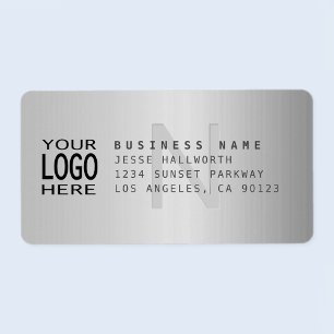 Etiqueta Your Logo & Modern Faux Metal Return Address