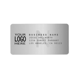 Etiqueta Your Logo & Modern Faux Metal Return Address