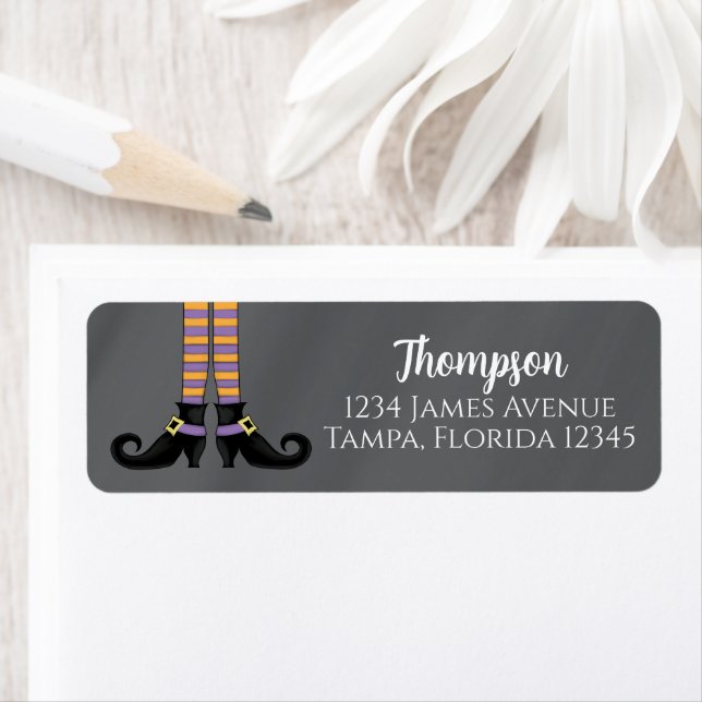 Etiqueta Zapatos de bruja de Halloween Parodia (In situ)