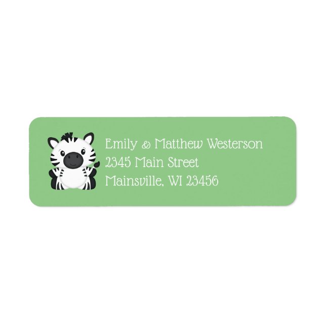 Etiqueta Zebra Baby Shower Green (Frente)