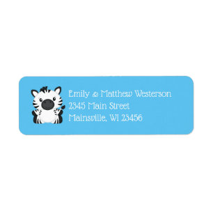 Etiqueta Zebra Baby Shower Safari Blue Boy