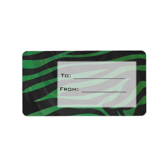 Etiqueta Zebra Monogram Black and Green Print (Frente)