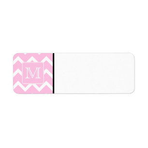Etiqueta Zigzags rosados con el monograma de encargo