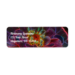 Etiqueta Zinnia Fantasy Abstract Flower Art Address