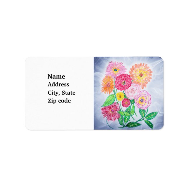 Etiqueta Zinnia Flower Artistic Garden Art (Frente)