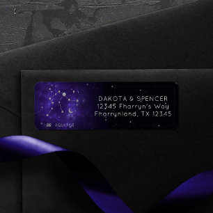 Etiqueta Zodiac Purple Aquarius   Horoscopio astrológico