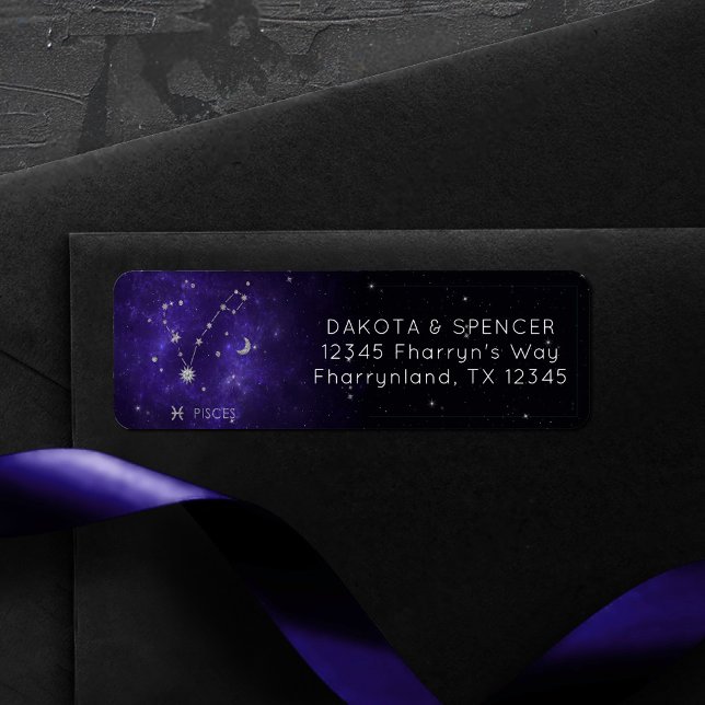 Etiqueta Zodiac Purple Pisces | Horoscopio Astrológico Cósm (Subido por el creador)