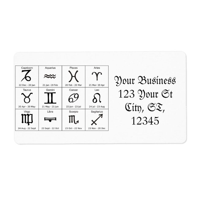 Etiqueta Zodiac Sun Rótulo Astrología Calendario Thunder_Co (Frente)