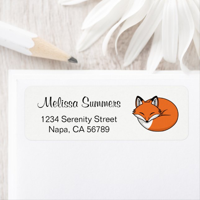 Etiqueta Zorro de dibujos animados durmiendo (In situ)