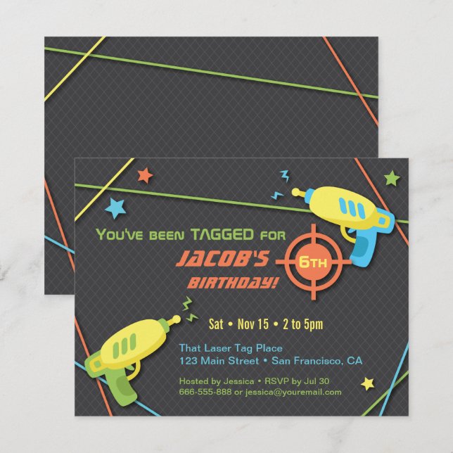 Etiquetado para invitaciones de cumpleaños de Lase (Anverso / Reverso)