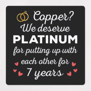 Etiquetas 7.º Aniversario Boda I - Pareja cómica de cobre