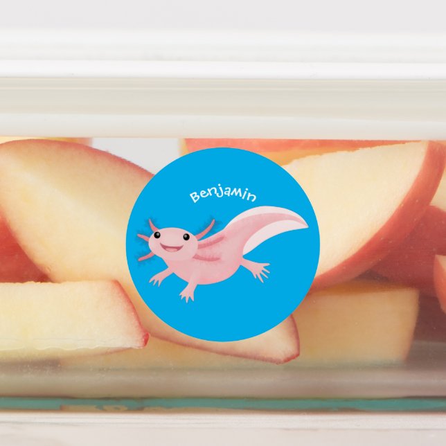 Etiquetas Aaxolotl lindo rosa feliz (Fijada)