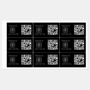 Etiquetas Activo Negro QR Seguimiento de Propiedad Comerci