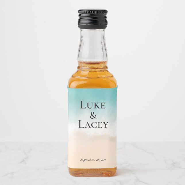 etiquetas acuáticas de bodas de playa (Anverso)