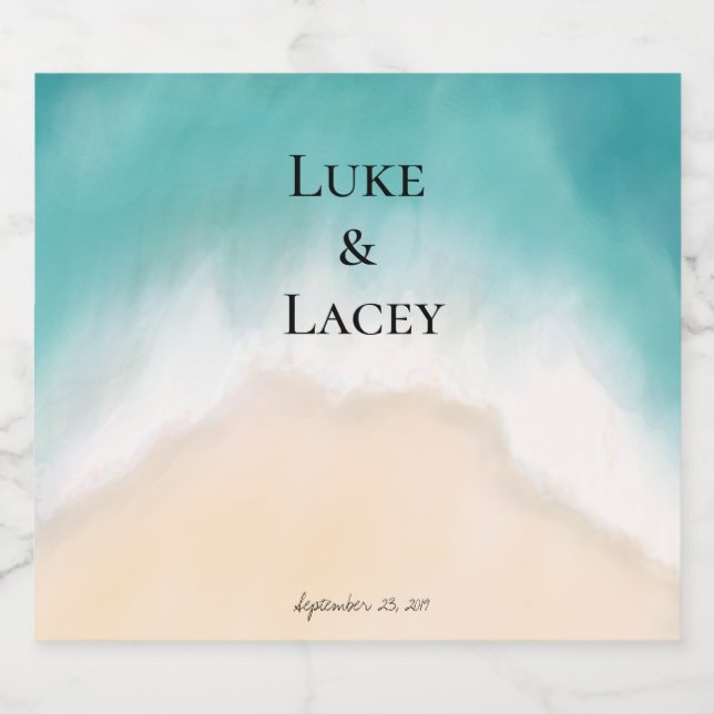 etiquetas acuáticas de bodas de playa (Etiqueta única)