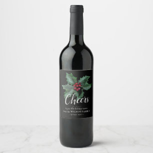 Etiquetas adaptables del vino con acebo elegante