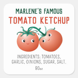 Etiquetas adhesivas de kétchup de tomate con ingre
