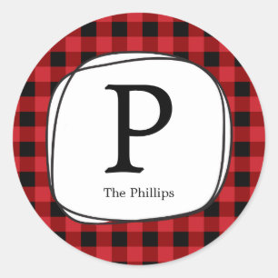 Etiquetas adhesivas de Plaid Rojo Rustico para Fav
