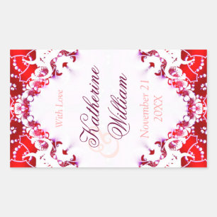 Etiquetas adhesivas para vino de boda Rojo+Blanco