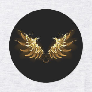 Etiquetas Alas del Ángel de Oro sobre fondo negro