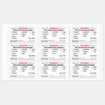 Etiquetas alergénicas con nombre de alimento para 