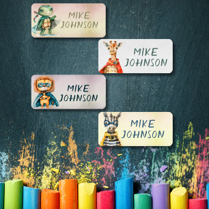 Etiquetas Animales Héroes niños impermeables llaman ropa