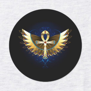 Etiquetas Ankh de oro con alas
