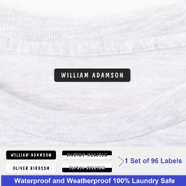 Etiquetas Apellido largo blanco y negro | Ropa impermeable