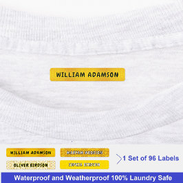 Etiquetas Apellido largo impermeable dorado | Ropa de lujo