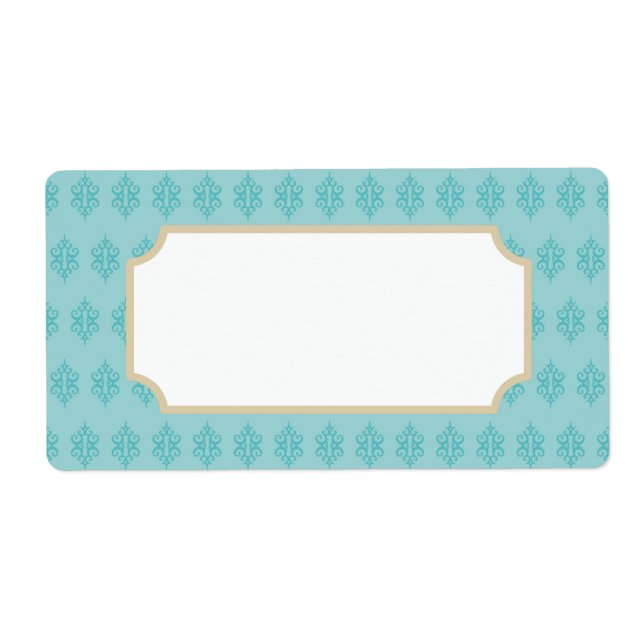 Etiquetas Aqua Damask (Frente)
