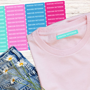 Etiquetas Aqua Rosa Azul Fucsia Nombre Personalizado