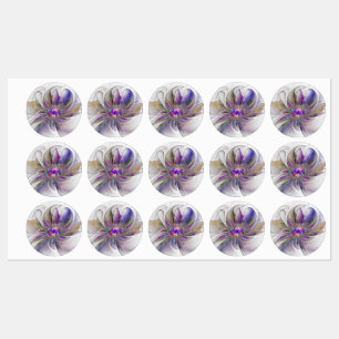 Etiquetas Arte abstracto fractal de flores enérgico y colori