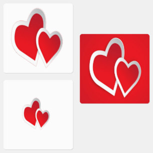 Etiquetas Arte de dos corazones rojos