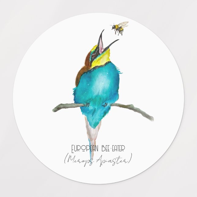 Etiquetas Ave acuarela (apicultor europeo) (Diseño 1)