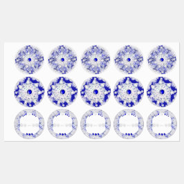 Etiquetas Azul de encaje cerámico de Grecia y copo de nieve