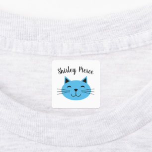 Etiquetas Azul Gatito Con Nombre Personalizado Hierro En La 