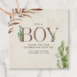 Etiquetas Baby Shower Favor Cactus Leather Boy