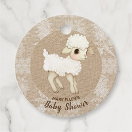Etiquetas Baby Shower Favor Lace Burlap Little Lam