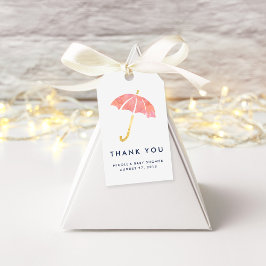 Etiquetas Baby Shower Favor | Paraguas de Coral