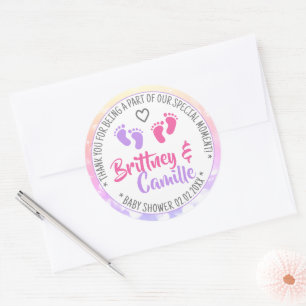 Etiquetas Baby Shower Favor Pastel Gemelos Chicas 