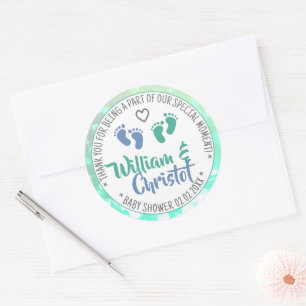 Etiquetas Baby Shower Favor Pastel Mint Green Boy 