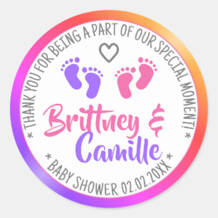 Etiquetas Baby Shower favoritas brillantes mellizo