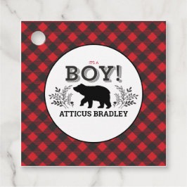 Etiquetas Baby Shower Favorito de Lumberjack Bear 