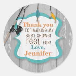 Etiquetas Baby Shower: Pesca Emocionada por Reel