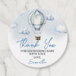 Etiquetas Baby Shower Round Favorito de globo azul