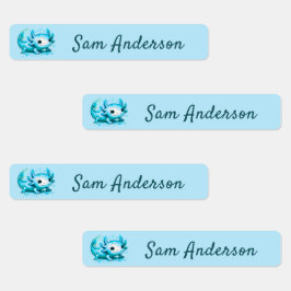 Etiquetas Back to School Girls Pink Axolotl Kids Name