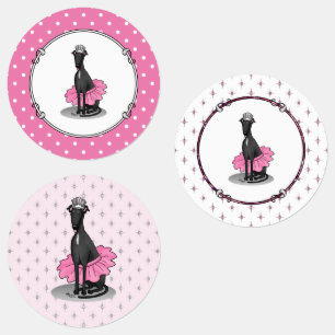 Etiquetas Ballet Ballerina Princess Greyhound Dog (negro)