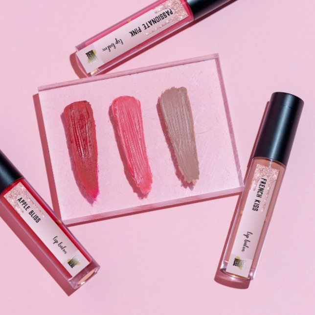 Etiquetas Bálsamo Lip con gotero Rosa Purpurina Gold (Subido por el creador)